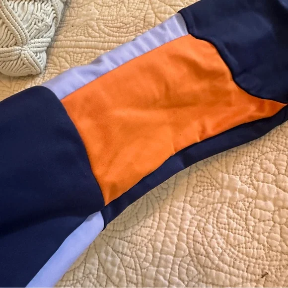 Navy Blue Orange One Piece Long Sleeve Swimsuit Small Modest Zip-up Surf Maui - Picture 5 of 12